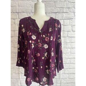 Monday Fun Women's NWOT Floral Print Casual 3/4 Sleeve Blouse Size Small